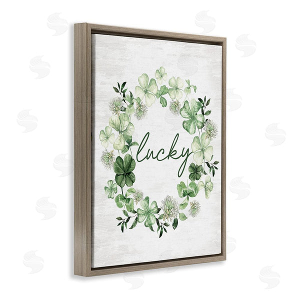 Stupell Industries Lettered And Lined | Lucky Clover Wreath Wall Art