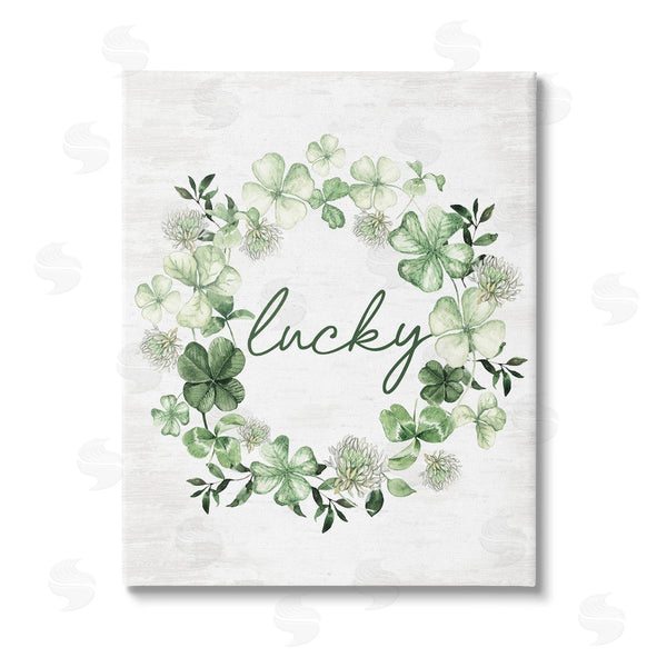 stupell industries Lettered and Lined | Lucky Clover Wreath Wall Art