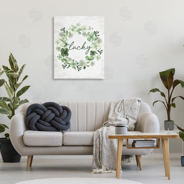 Stupell Industries Lettered And Lined | Lucky Clovers Botanical Wreath