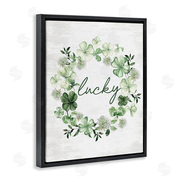 Stupell Industries Lettered And Lined | Lucky Clovers Botanical Wreath