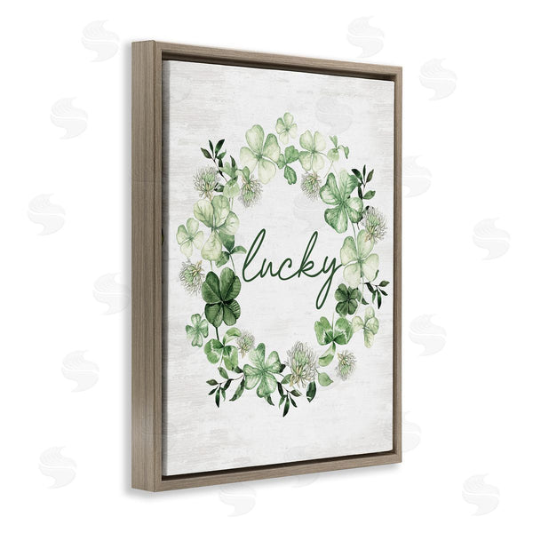 Stupell Industries Lettered And Lined | Lucky Clovers Botanical Wreath