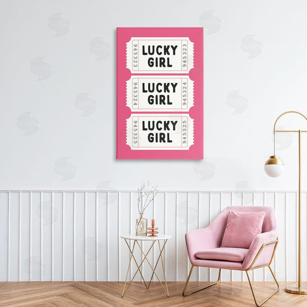 Stupell Industries Lettered And Lined | Lucky Girl Ticket Stubs