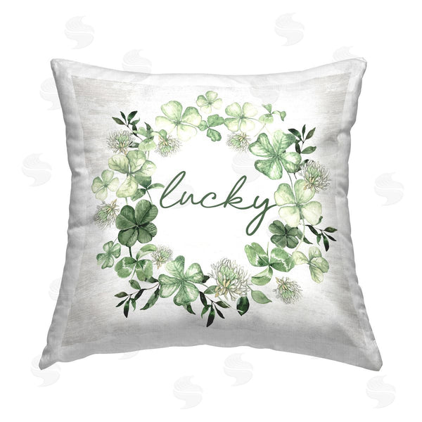 stupell industries Lettered and Lined | Lucky Irish Wreath Printed Throw Pillow