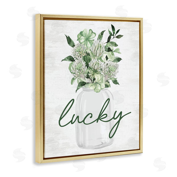 Stupell Industries Lettered And Lined | Lucky Spring Shamrocks