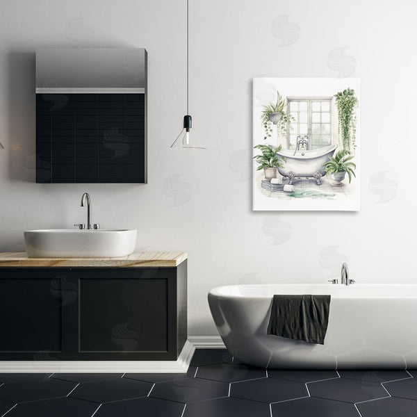 Stupell Industries Lettered And Lined | Lush Greenery Bathtub & Window Wall Art