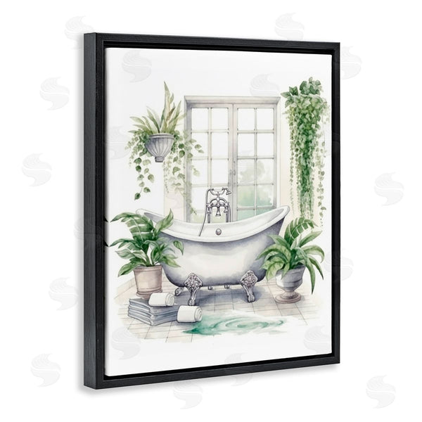 Stupell Industries Lettered And Lined | Lush Greenery Bathtub & Window Wall Art