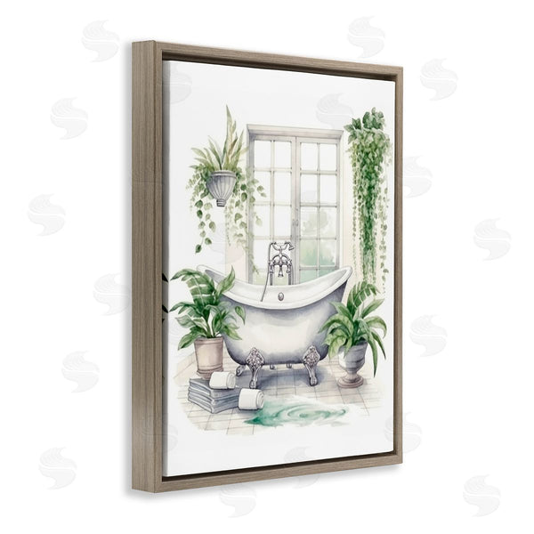 Stupell Industries Lettered And Lined | Lush Greenery Bathtub & Window Wall Art