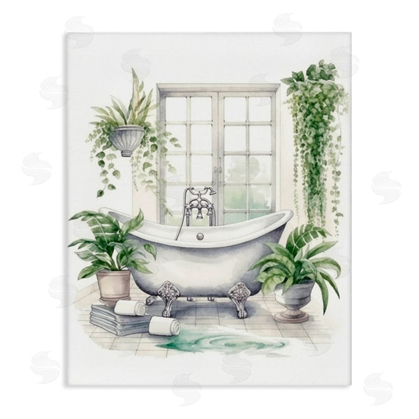 stupell industries Lettered and Lined | Lush Greenery Bathtub & Window Wall Art