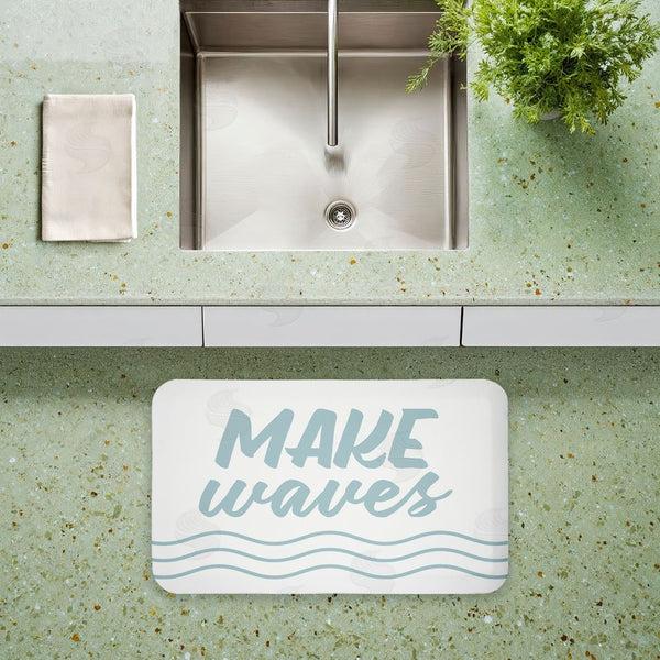 Stupell Industries Lettered And Lined | Make Waves Aqua Blue Anti-Fatigue Mat