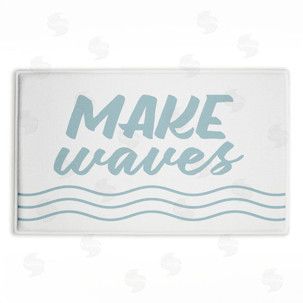 stupell industries Lettered and Lined | Make Waves Aqua Blue Plush Bath Mat