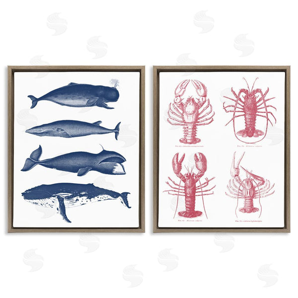 Stupell Industries Lettered And Lined | Marine Whales & Lobsters Wall Art
