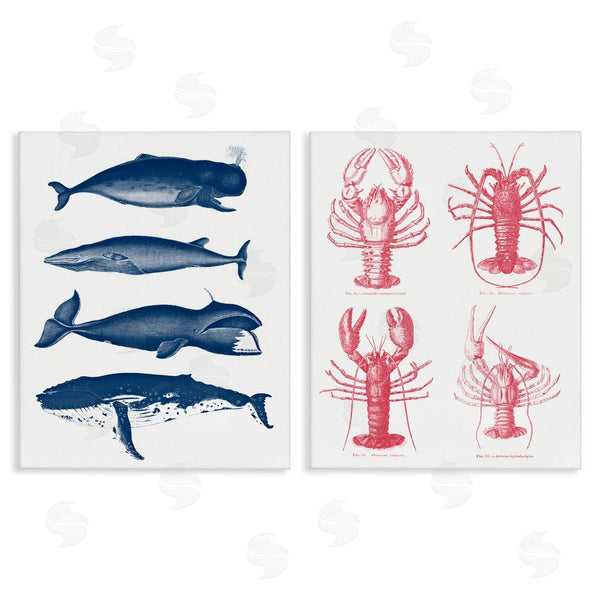 stupell industries Lettered and Lined | Marine Whales & Lobsters Wall Art