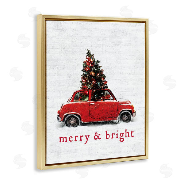 Stupell Industries Lettered And Lined | Merry And Bright Vintage Christmas Car