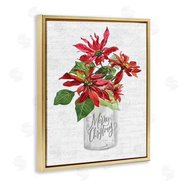 Stupell Industries Lettered And Lined | Merry Christmas Poinsettia Bouquet