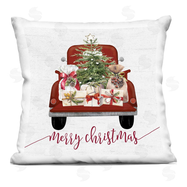 stupell industries Lettered and Lined | Merry Christmas Tree Truck Printed Throw Pillow