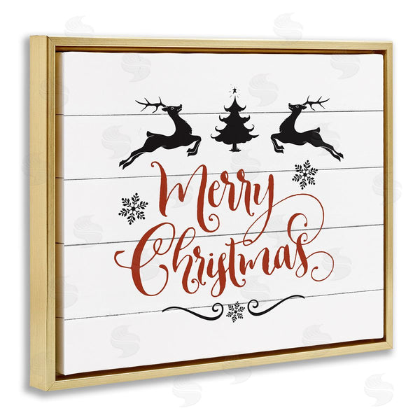 Stupell Industries Lettered And Lined | Merry Christmas With Reindeer