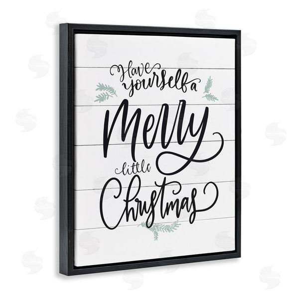 Stupell Industries Lettered And Lined | Merry Little Christmas Planked Phrase