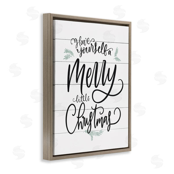 Stupell Industries Lettered And Lined | Merry Little Christmas Planked Phrase