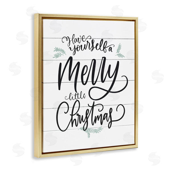 Stupell Industries Lettered And Lined | Merry Little Christmas Planked Phrase