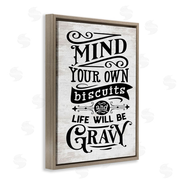 Stupell Industries Lettered And Lined | Mind Your Biscuits Life Will Be Gravy Farmhouse Phrase Wall Art