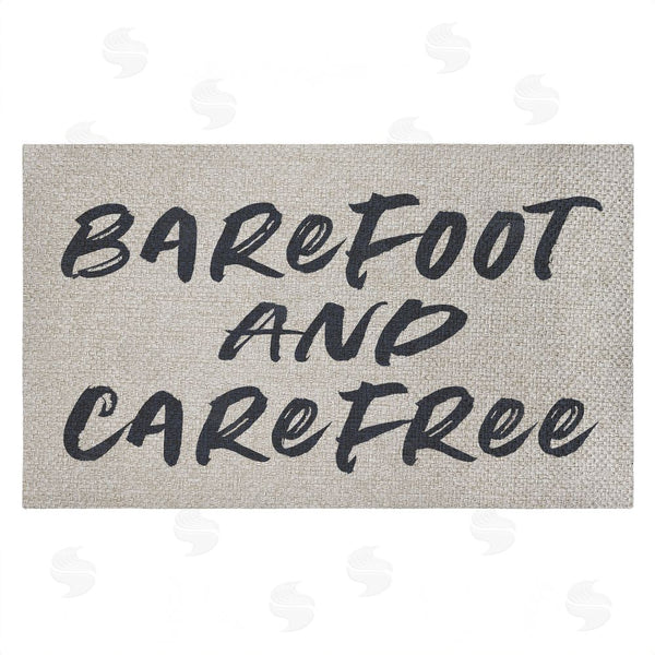 stupell industries Lettered and Lined | Minimal Barefoot And Carefree Faux Sisal Door Mat