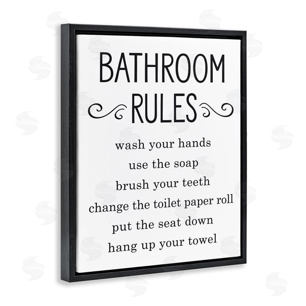 Stupell Industries Lettered And Lined | Minimal Bathroom Rules Sign Good Family Hygiene Wall Art