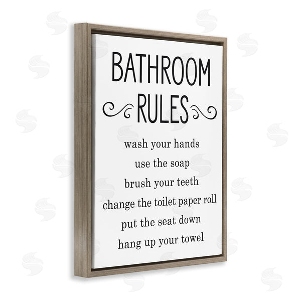 Stupell Industries Lettered And Lined | Minimal Bathroom Rules Sign Good Family Hygiene Wall Art
