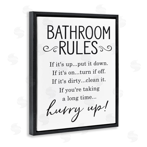 Stupell Industries Lettered And Lined | Minimal Bathroom Rules Sign Hurry Up Humor Wall Art