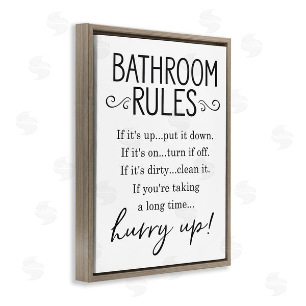 Stupell Industries Lettered And Lined | Minimal Bathroom Rules Sign Hurry Up Humor Wall Art