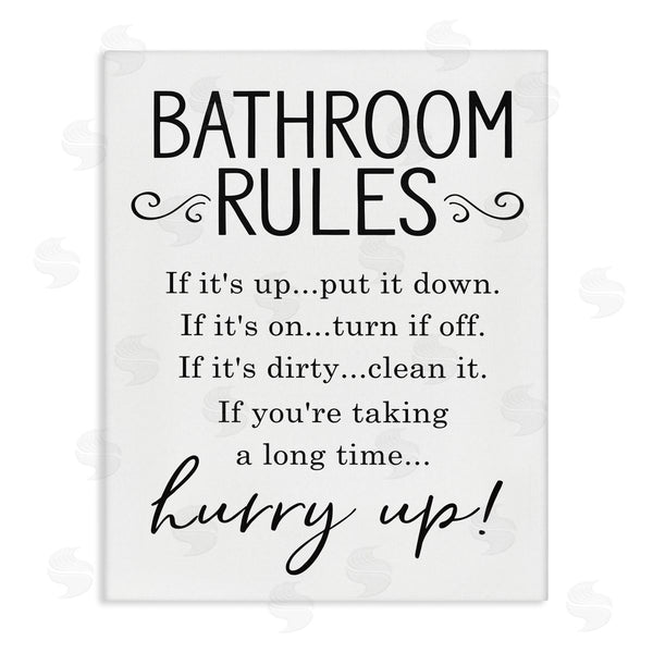 stupell industries Lettered and Lined | Minimal Bathroom Rules Sign Hurry Up Humor Wall Art