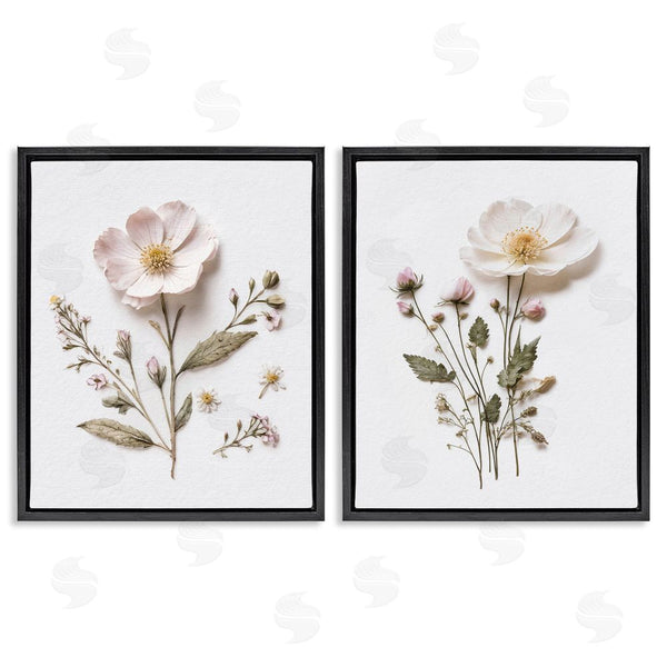 Stupell Industries Lettered And Lined | Minimal Pressed Flowers Wall Art