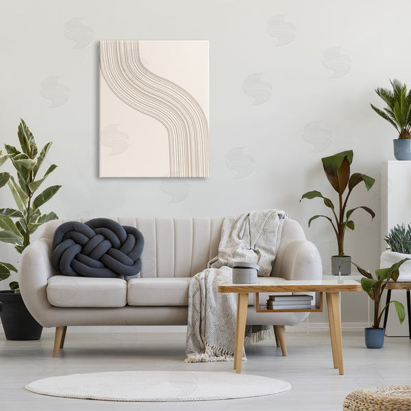 Stupell Industries Lettered And Lined | Minimal Retro Curved Stripes Neutral Beige Tones Wall Art