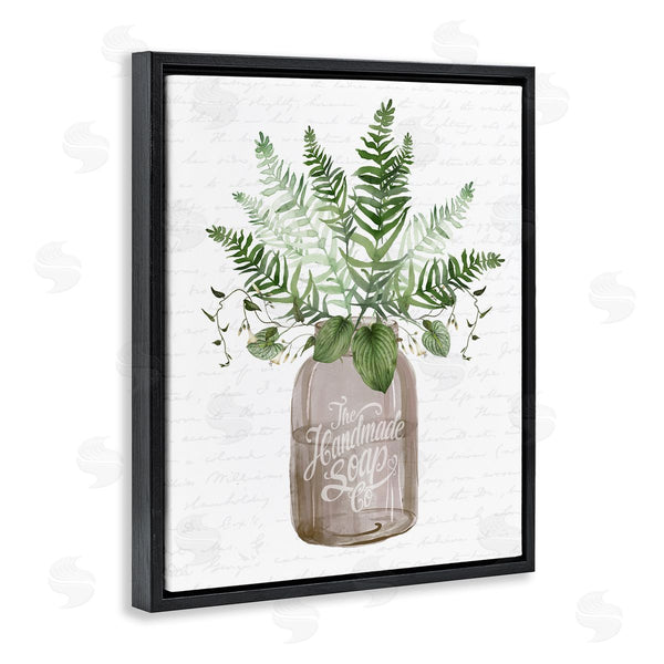 Stupell Industries Lettered And Lined | Mixed Green Leaves Botanical Bouquet Jar Cursive Wall Art