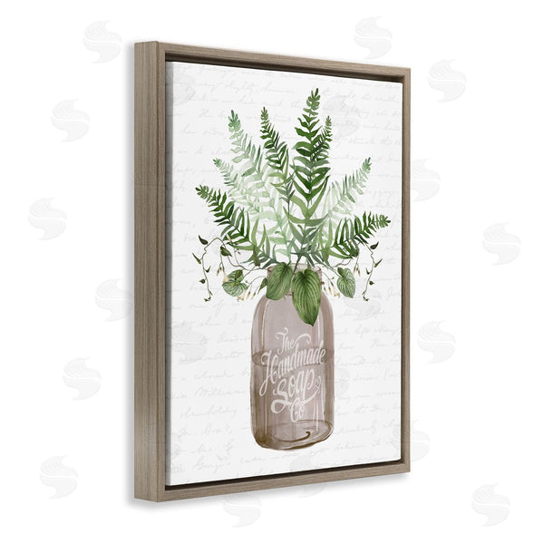 Stupell Industries Lettered And Lined | Mixed Green Leaves Botanical Bouquet Jar Cursive Wall Art