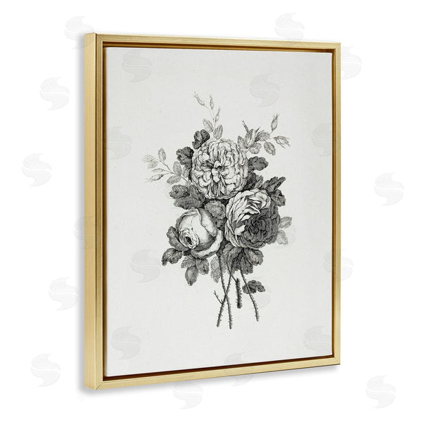 Stupell Industries Lettered And Lined | Mixed Monochrome Flowers