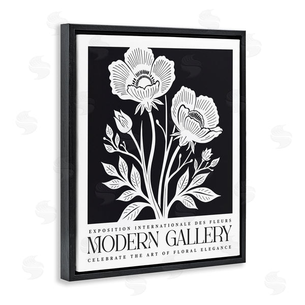 Stupell Industries Lettered And Lined | Modern Gallery Flowers On Black