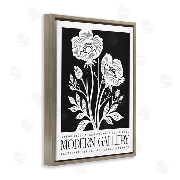 Stupell Industries Lettered And Lined | Modern Gallery Flowers On Black