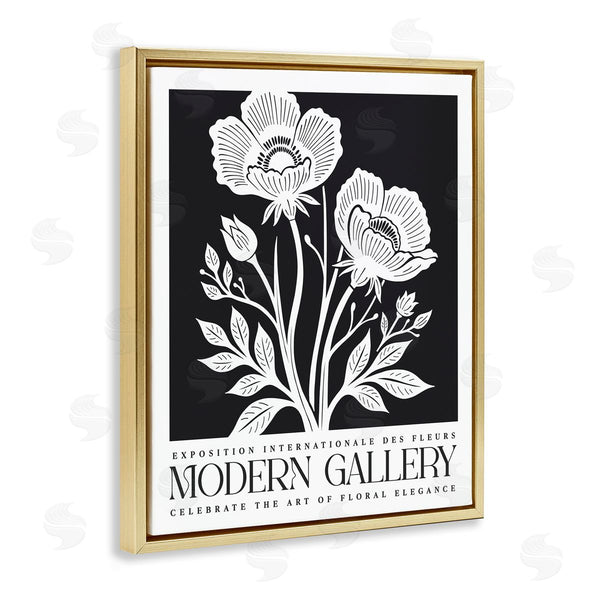 Stupell Industries Lettered And Lined | Modern Gallery Flowers On Black