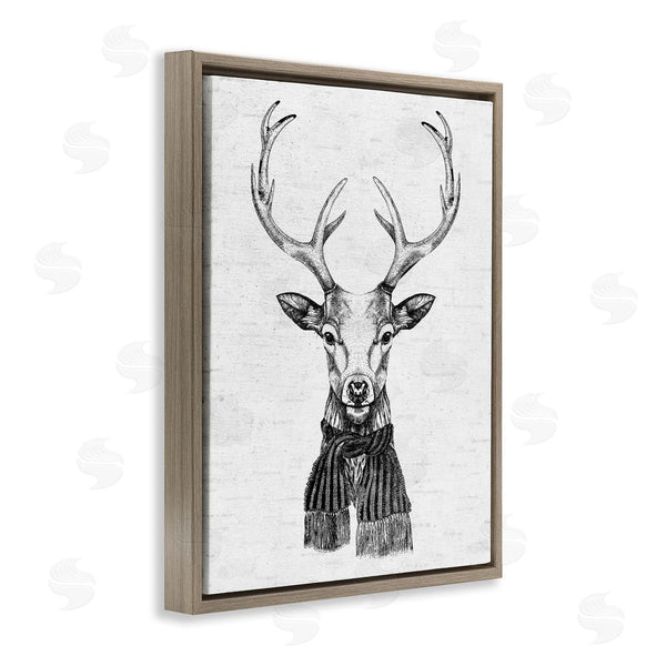 Stupell Industries Lettered And Lined | Monochrome Holiday Deer
