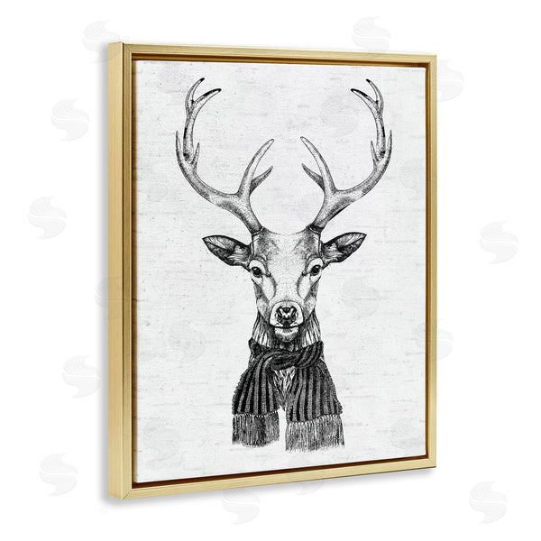 Stupell Industries Lettered And Lined | Monochrome Holiday Deer