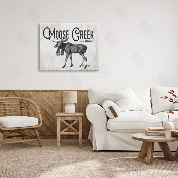 Stupell Industries Lettered And Lined | Moose Creek Bed & Breakfast Rustic Wearing Scarf Wall Art