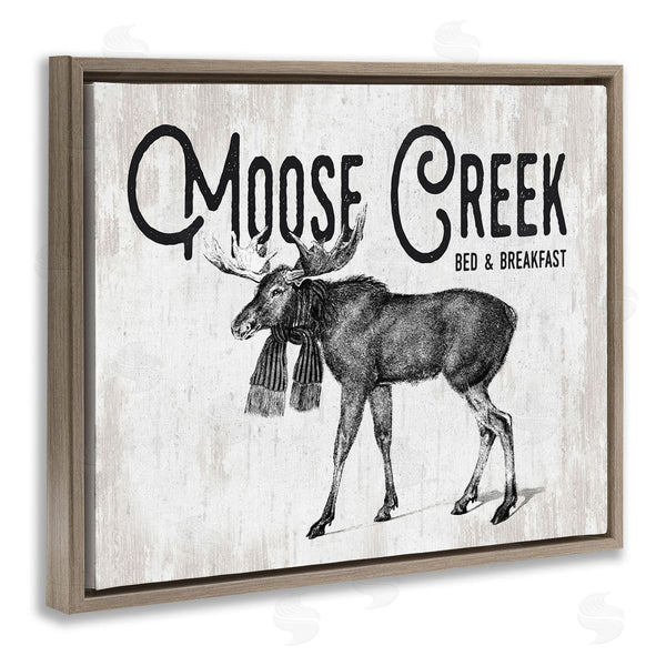 Stupell Industries Lettered And Lined | Moose Creek Bed & Breakfast Rustic Wearing Scarf Wall Art