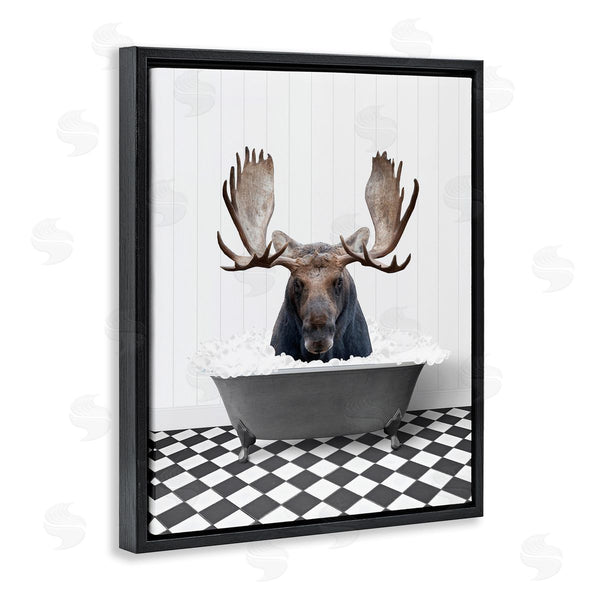 Stupell Industries Lettered And Lined | Moose In Vintage Bath Wall Art