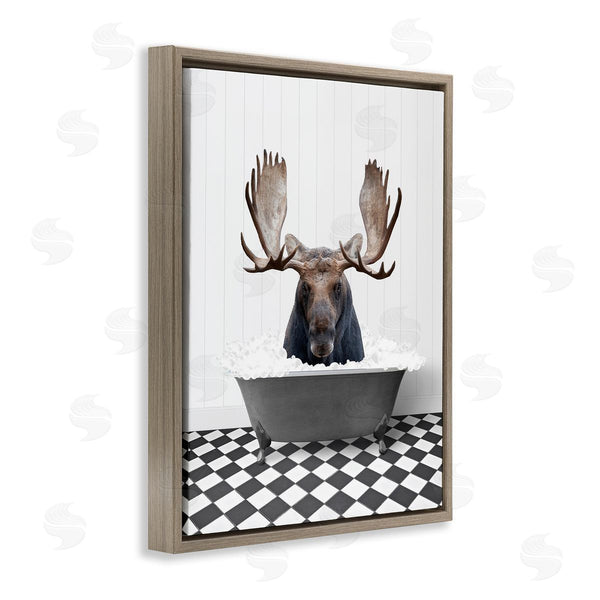 Stupell Industries Lettered And Lined | Moose In Vintage Bath Wall Art