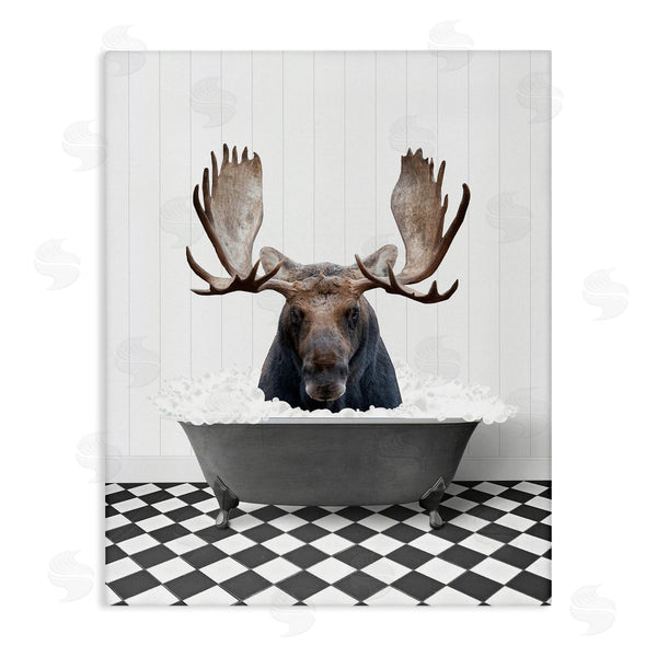 stupell industries Lettered and Lined | Moose in Vintage Bath Wall Art