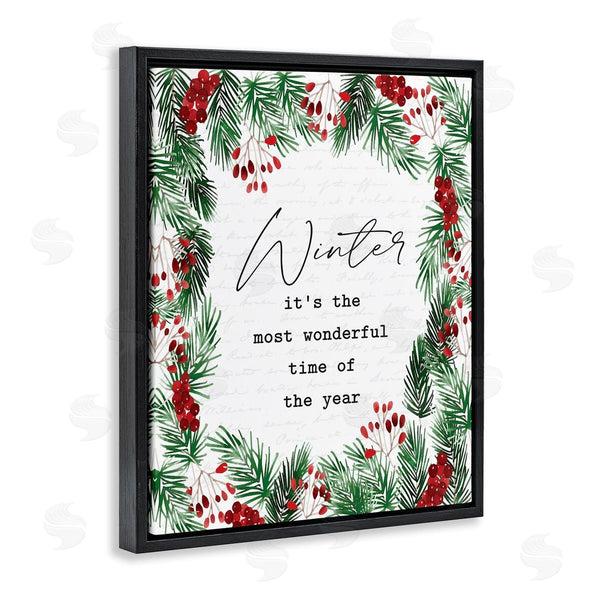Stupell Industries Lettered And Lined | Most Wonderful Time Winter Wreath