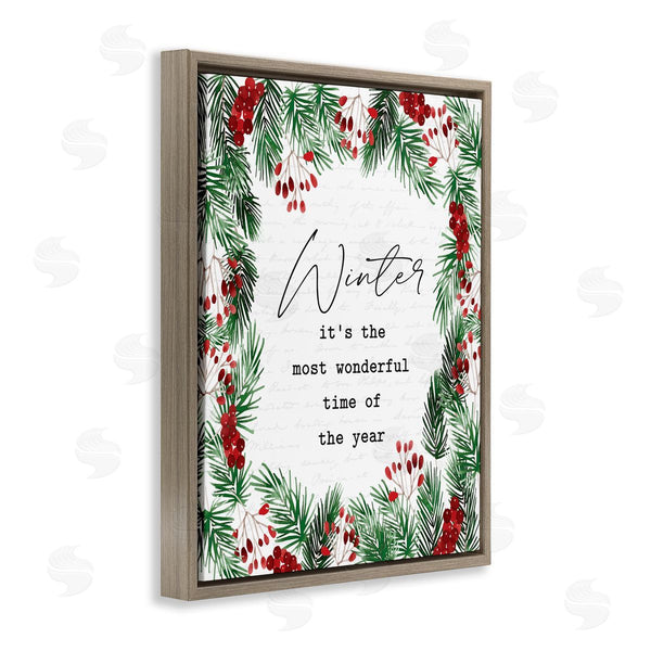 Stupell Industries Lettered And Lined | Most Wonderful Time Winter Wreath