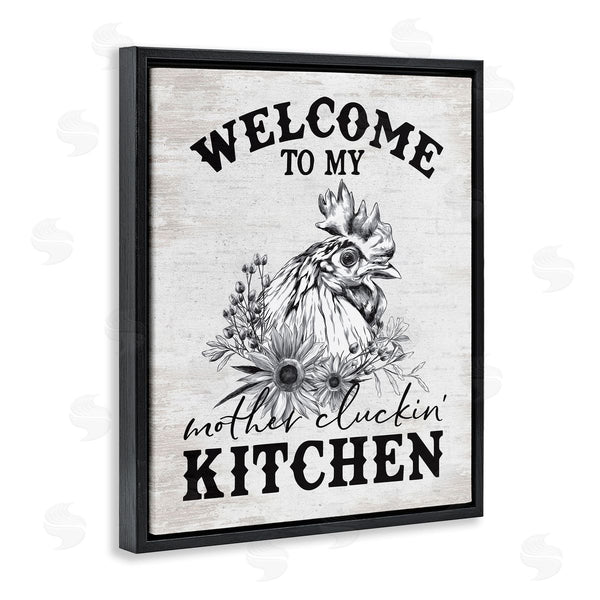 Stupell Industries Lettered And Lined | Mother Cluckin' Kitchen Phrase Wall Art