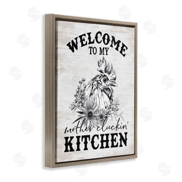 Stupell Industries Lettered And Lined | Mother Cluckin' Kitchen Phrase Wall Art