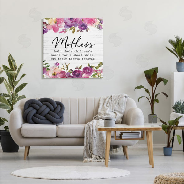 Stupell Industries Lettered And Lined | Mothers Hold Their Children's Hearts Forever Quote Flowers Wall Art